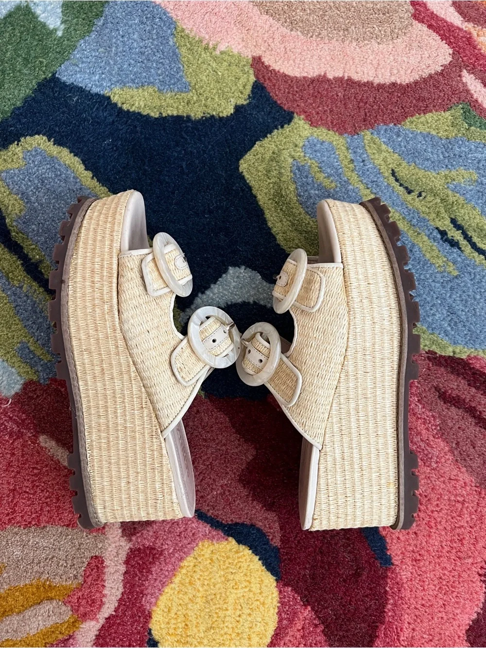 SCHUTZ Bela Platform Sandal in Natural & Egg Shell